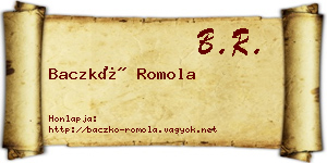 Baczkó Romola névjegykártya